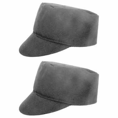 2x boeren thema verkleed pet zwart voor volwassenen one size