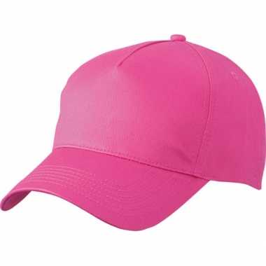 2x stuks 5 panel baseball petjes /petje in de kleur fuchsia roze