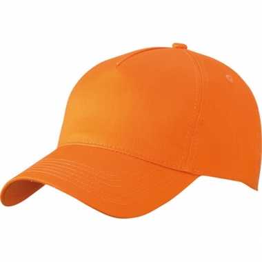 2x stuks 5 panel baseball petjes /petje in de kleur oranje
