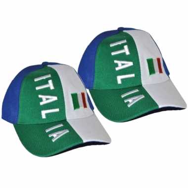 2x stuks baseball petje italie supporter verkleedaccessoire