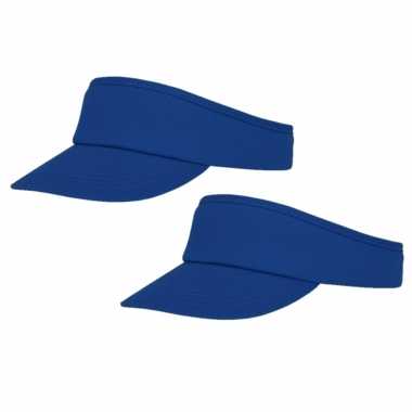 2x stuks blauwe zonneklep pet voor volwassenen