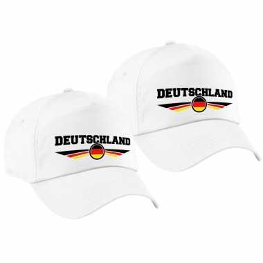 2x stuks duitsland / deutschland landen pet / baseball petje wit kinderen