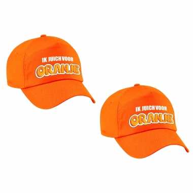 2x stuks holland supporter pet / petje ik juich voor oranje ek / wk voor kinderen