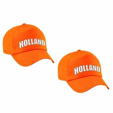2x stuks oranje fan pet / petje holland voor het ek / wk voor kinderen