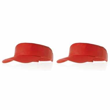 2x stuks rode zonneklep pet voor volwassenen