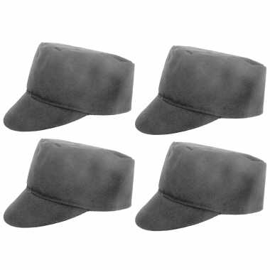 4x boeren thema verkleed pet zwart voor volwassenen one size