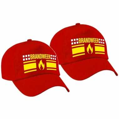 4x stuks brandweer met vlam verkleed pet / carnaval pet voor kinderen