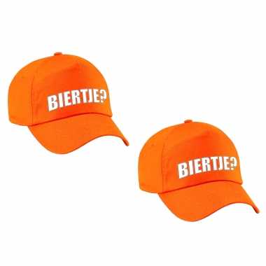 4x stuks koningsdag pet / petje biertje oranje voor volwassenen