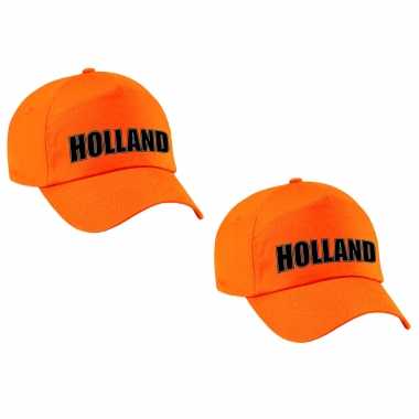 4x stuks oranje supporter pet / petje holland fan voor het ek / wk voor volwassenen