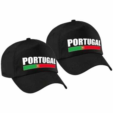 4x stuks portugal supporter pet / petje portugal zwart kinderen