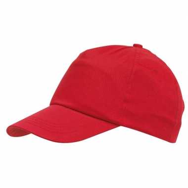 5 panel petje rood met klittenbandsluiting voor volwassenen