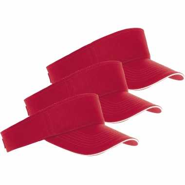 5x rode/witte zonnekleppen petjes voor volwassenen