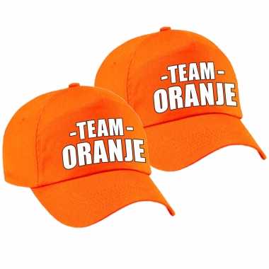 6x stuks sportdag team oranje pet volwassenen