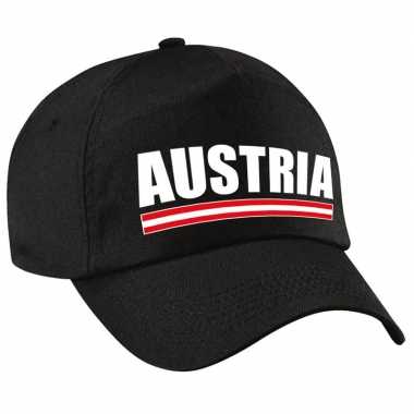 Austria supporter pet / petje oostenrijk zwart kinderen