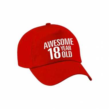 Awesome 18 year old verjaardag pet / petje rood voor dames en heren