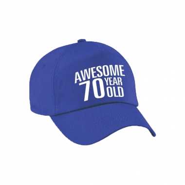 Awesome 70 year old verjaardag pet / petje blauw voor dames en heren