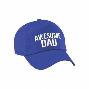 Awesome dad pet / petje voor papa / vaderdag blauw voor heren