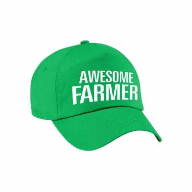 Awesome farmer pet / petje groen voor volwassenen