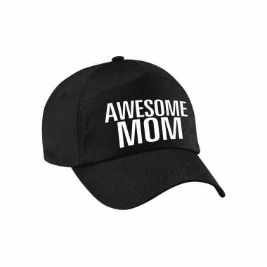 Awesome mom pet / petje voor mama / moederdag zwart voor dames