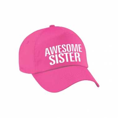 Awesome sister pet / petje voor zus roze voor dames