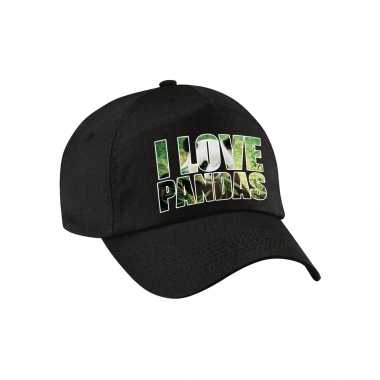 I love pandas / reuzenpanda pet / petje zwart voor kinderen