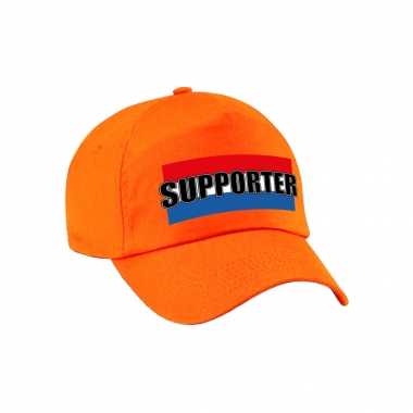 Oranje supporter pet / petje met nederlandse vlag ek / wk voor kinderen