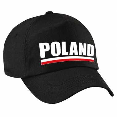 Poland supporter pet / petje polen zwart kids