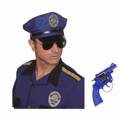 Politie accessoires verkleedset revolver en pet