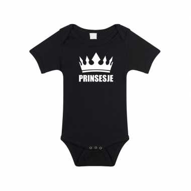 Prinsesje met kroon rompertje zwart baby