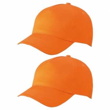 Set van 12x stuks 5 panel baseball petjes /petje in de kleur oranje