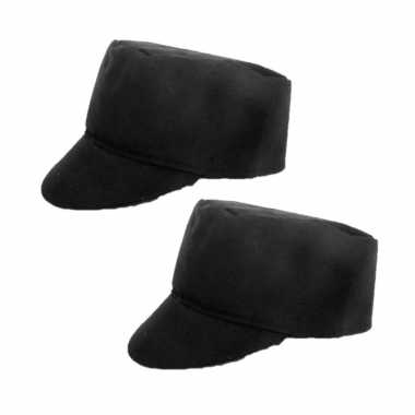 Set van 6x stuks boeren thema verkleed pet zwart voor volwassenen, maat: 57 cm