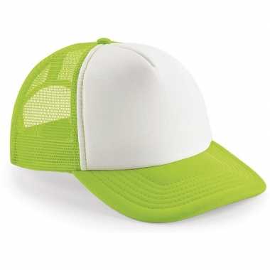 Snapback truckers pet lime groen/wit voor volwassenen