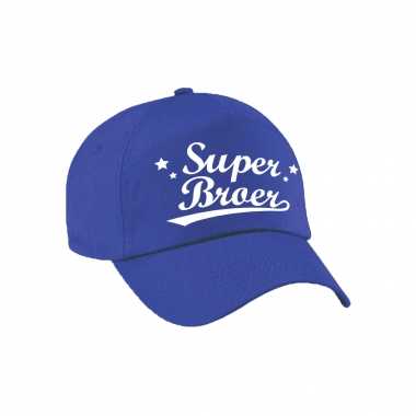 Super broer cadeau pet /petje blauw voor heren