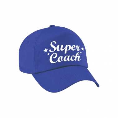 Super coach cadeau pet /petje blauw voor volwassenen