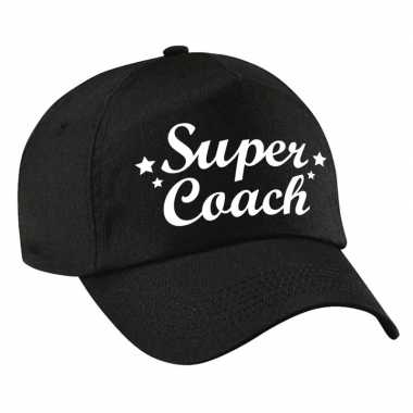 Super coach cadeau pet /petje zwart voor volwassenen