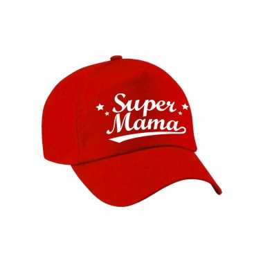 Super mama moederdag cadeau pet /petje rood voor dames