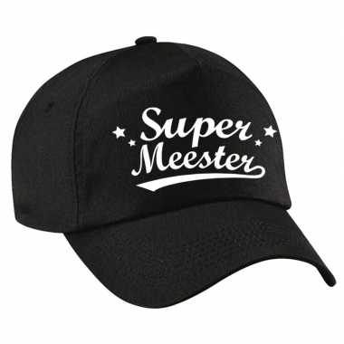 Super meester cadeau pet /petje zwart voor heren