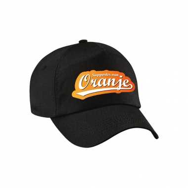 Supporter van oranje pet / petje zwart voor kinderen ek / wk nederland fan