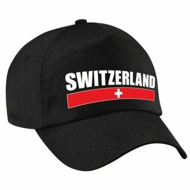 Switzerland supporter pet / petje zwitserland zwart volwassenen
