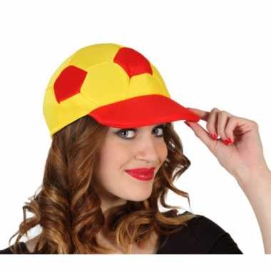 Voetbal pet geel/rood voor volwassenen