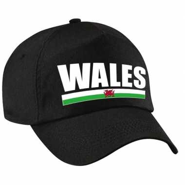 Wales supporter pet / petje verenigd koninkrijk zwart volwassenen