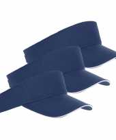 10x navy blauwe witte zonnekleppen petjes voor volwassenen