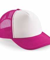 10x snapback truckers pet fuchsia wit voor volwassenen