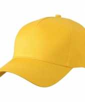 10x stuks 5 panel baseball petjes petje in de kleur goud geel