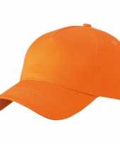 10x stuks 5 panel baseball petjes petje in de kleur oranje