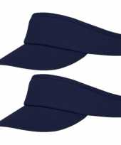 2x stuks navy blauwe zonneklep pet voor volwassenen