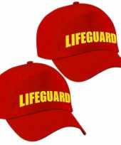 3x stuks lifeguard strandwacht verkleed pet rood voor volwassenen