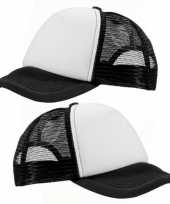 4x stuks truckers petje zwart wit