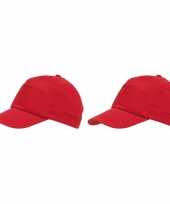 5 panel petje rood met klittenbandsluiting voor volwassenen 10 stuks