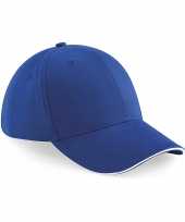 6 panel petje kobalt blauw wit voor volwassenen